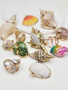 3pcs Beach Vacation Natural Seashell, Conch, Clam Pendant, Bohemian Style Natural Shell Pendant, DIY Jewelry Making And Decorative Hanging Accessory, Suitable For Necklace, Earring, Bracelet, Anklet, Bag Charm, Key Chain - Random Mix - View 3