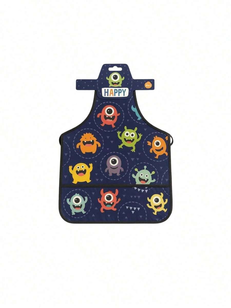 Children's Apron 51x41cm Printed School Painting Children (Sky Blue) - 藏蓝色 - 查看 1