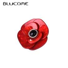 1 Stück sommerliche acryl rote Blumen Brosche, Kristall Perle Brosche Pin für Schal, Taschen Accessoires