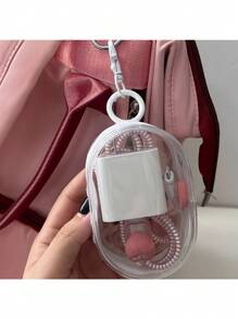 2Pcs Mini Convenient Transparent Cable Storage Box, Used For Storing Data Cables, Chargers, Headphones, Accessories, Etc., Suitable For Use As A Key Bag During Outdoor Travel