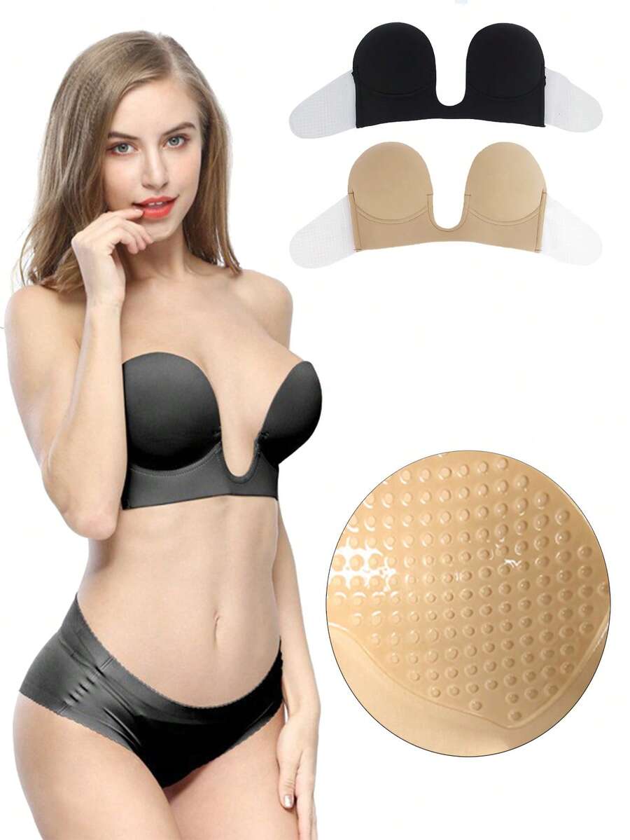 一体式硅胶乳房提升胶带，防止下垂的露背胸罩，适用于深 V 婚纱，性感无肩带女士胸罩