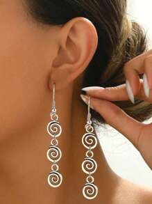 1 Pair Retro Distressed Versatile Creative Fashion Spiral Geometric Dangle Earrings, Suitable For Women Everyday/Travel Outfits