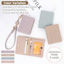 带锁槽的卡包钱包，女士短款钱包，双折钱包，男女通用动物图案紧凑型双折旅行钱包，简约卡包，女士双折钱包，带伸缩腕带，可装卡、现金和通勤用品