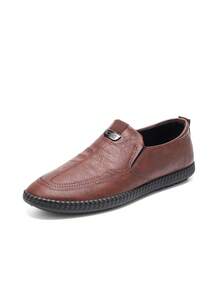 Men's Spring/Summer Slip-On Loafers, Casual Non-Slip & Durable Work Shoes - Brown - View 4