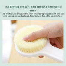 1pc Long Handle Soft Bristle Body Brush - Ergonomic Shower Scrubber For Exfoliating, Massaging And Back Cleaning, Exfoliation Massage Tool To Improve Blood Circulation And Fat Burning - White Plastic Design Unisex - Bathroom Accessories Body Brush | Neutral Color Bath Brush (Color & Pattern Randomly Sent)