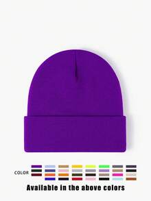 1 件男女通用 Y2K 风格纯黑色短款无檐针织帽，户外冬季保暖休闲百搭帽子，适合通勤秋季装 - 純色針織帽 - 查看 11