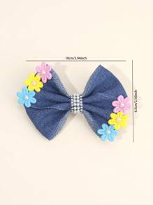 2 Stücke blaue Jeans Haarbögen für Frauen und Mädchen, bunte Haarbögen mit Kunstperlenblume, Haarstyling-Clips, süßer Blumendekoration, Denim-Haarbögen, Lässig-Bögen, Barettes, Urlaubsoutfits, Haarspangen, Frauenhaarschmuck, Klemmclips