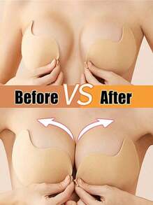 4pairs (2 Pairs Apricot + 2 Pairs Black) Adhesive Strapless Backless Sexy Silicone Bra Breast Petals Women Invisible Bra For Dresses Lingerie Lift & Enhance Small Bust