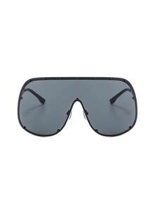 1 Pair Extra Large One-Piece Metal Fashion Glasses, Brown Frame, Retro High-End, Customizable, Suitable For Men And Women, Ideal For Daily Wear, Street Photography, Vacation, Travel, Beach And Other Occasions. - Black - View 5