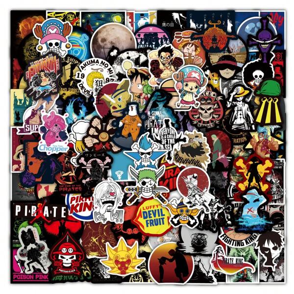 ONE PIECE 100PCS Cartoon Fight Anime One Piece Waterproof Stickers Cool Graffiti Decals DIY Phone Suitcase Laptop Fridge Wall Decoration Sticker Room Decor Home Decor Wall Stickers Personalised Stickers