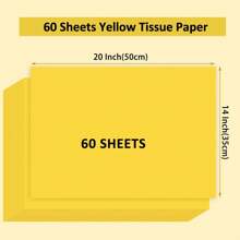 60 feuilles de papier de soie jaune pour sacs cadeaux, papier de soie d'emballage jaune en vrac, papier d'emballage jaune vif 14 x 20 pouces, papier d'art et d'artisanat, pour anniversaires, Pâques, fête des mères, remise des diplômes, emballage cadeau, artisanat, fleurs en papier DIY, guirlande de gland (50X35CM, couleurs aléatoires)