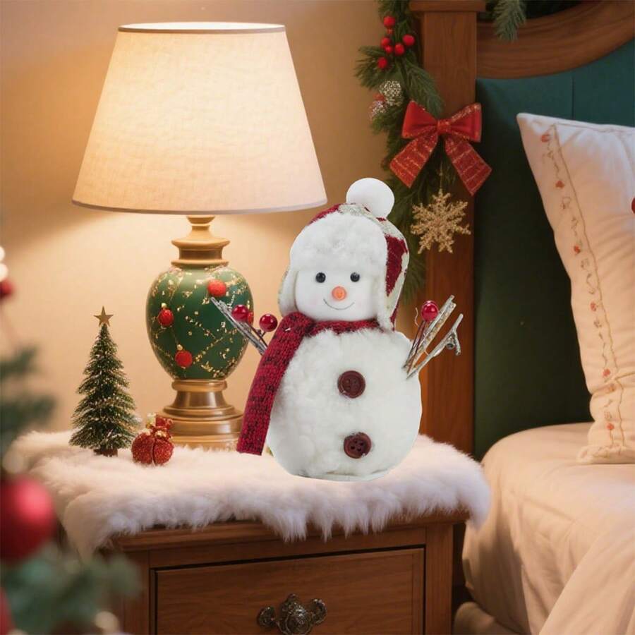 Christmas Snowman Table Decorations Cute Snowman Ornaments Collectible For Home - White - View 1