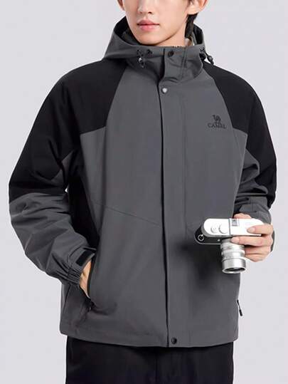 CAMEL CROWN Men's Outdoor Jacket, Hard Shell Work Jacket For Spring And Autumn, Waterproof Hiking Jacket