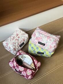 Bolsa de almohada portátil, bolsa de maquillaje grande, bolsa de cosméticos, bolsa de viaje, bolsa de maquillaje grande para niñas, bolsa de almacenamiento dulce, regalos para chicas adolescentes, bolsa de maquillaje de verano para mujeres, bolsa de cosméticos con estampado floral, organizador de maquillaje vintage, bolsa de artículos de tocador para viaje para brochas de maquillaje, cuidado de la piel y esmalte de uñas en gel - perfecto como regalo para niñas, amigas, cumpleaños, bodas, fiestas, suministros de maquillaje, herramientas de maquillaje, bolsa de almacenamiento, artículos de viaje