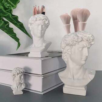 1 pieza de Florero decorativo con escultura antigua griega de David, maceta tridimensional de resina para decoración del hogar, figura decorativa exquisita para interior y exterior, maceta y florero de vidrio