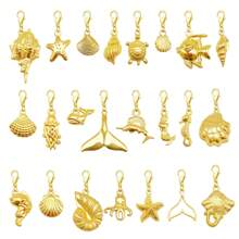 Metal Alloy Marine Life Charm With Lobster Claw Clasps Mixed Lot Fishes Sea Stars Shells Pendant Jewelry Making Crafts Bag Shoes Hanging Decor