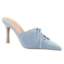 BELOVELY[Order-91 ]Womens Denim Stiletto Heels Sandals Pointed Toe Heeled Mule Pumps - 淺色牛仔布 - 查看 1
