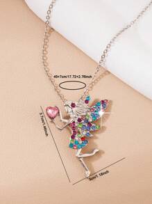 1 Peça Colar Pingente de Asas de Fada Elegante Embutido com Strass Colorido, Adequado para Uso Diário e Festas (Cor do Strass Aleatória)