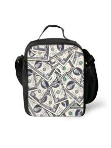 Dollar Pattern Printed Backpack Three Pieces Set (Front Bag Backpack + Lunch Bag + Pencil Bag) Pencil Case