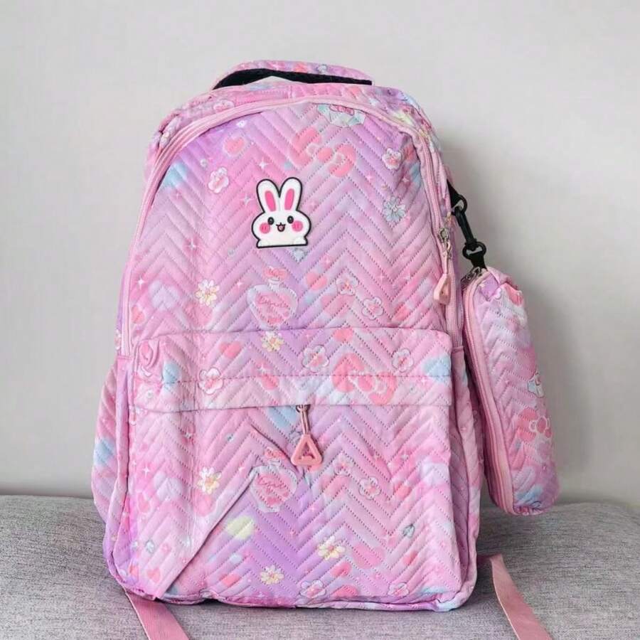 Women's/Youth/Adult School Backpack With Pencil Case JH229 - 玫瑰紅 - 查看 1