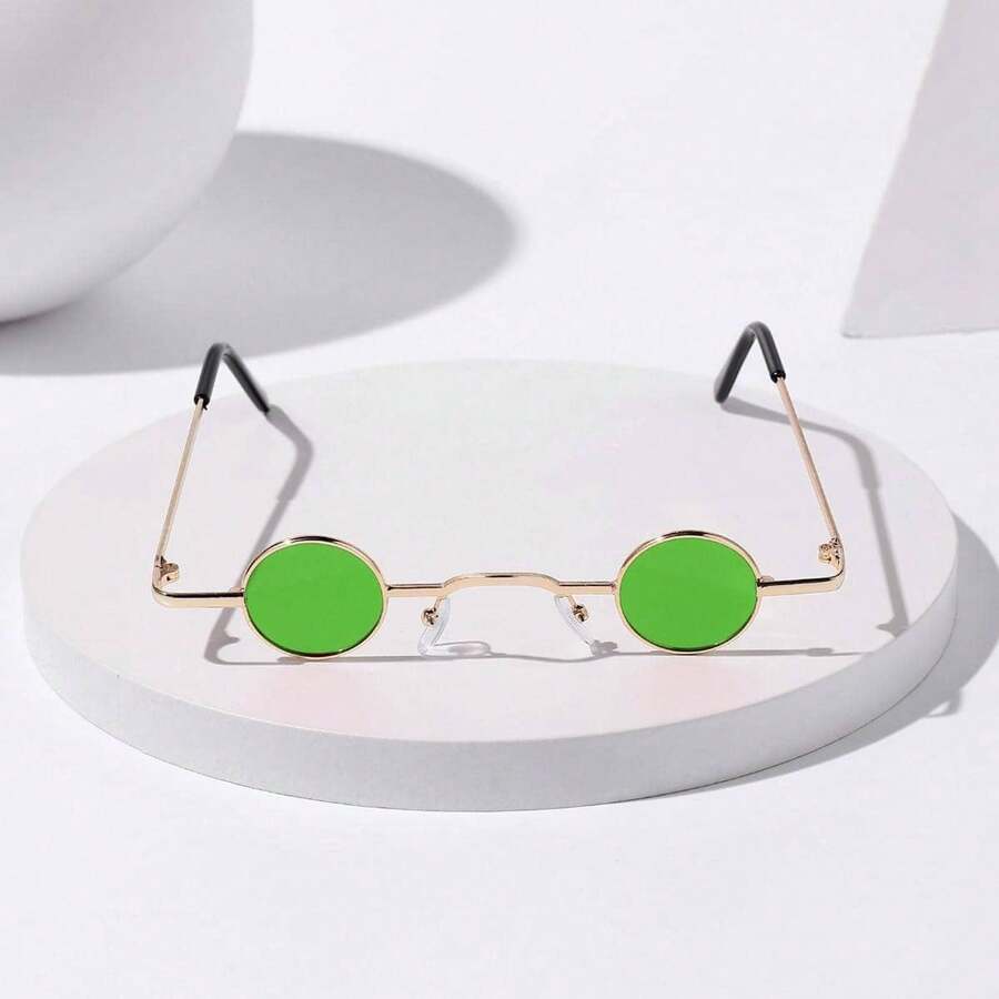 1 件金属迷你超小圆形镜子，古怪，非主流，装饰镜，复古时尚男女通用装饰眼镜，适合旅行、摄影、社交媒体、音乐会、化妆舞会 - 薄荷綠 - 查看 1