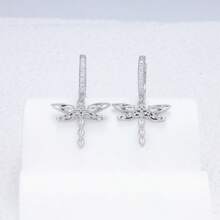 BRLINEY Sterling Silver Hypoallergenic Women's Earrings Cubic Zirconia Hoop Earrings Dragonfly Earrings Fashionable And Exquisite Earrings Birthday Gifts