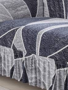 1pc Ruffled Stretch Sofa Cover, Soft & Comfortable, Printed Stretch Furniture Protector, Multiple Sizes Available - Grey - View 6