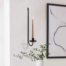 2 pièces Supports de bougie muraux en métal moderne, parfaits pour le salon, le style fermier, la décoration de la cheminée, idéaux pour Halloween, Noël et plus, décoration de Noël, décoration d'intérieur