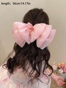 Clipe de Cabelo com Laço Grande de Cetim Doce, Acessório de Cabelo com Pérola e Strass em Forma de Borboleta Elegante para Coque Bagunçado, Clipe de Cabelo de Alta Qualidade com Mola, Clipes de Cabelo, Grampos de Cabelo