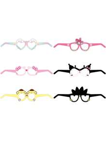 Sanrio 6 pièces/set Lunettes de fête d'anniversaire hello kitty mignonnes, décoration de fête, lunettes, cadeau d'anniversaire de dessin animé (certaines pièces peuvent être aléatoires)