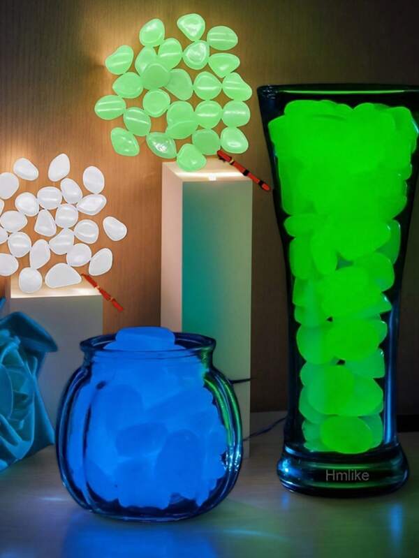 1009pcs Outdoor Luminous Resin Pebbles, Fully Filled Fluorescent Twists Suitable For Decorating Home Gardens And Others