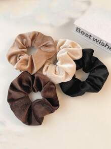 4pcs/1pc Women Solid Color Simple Fashion Velvet Large Scrunchies, Vintage American Style Hair Ties Suitable For Daily Wear, Commuting, School, Gathering, Party, Holiday Gifts/Showering, Washing Hair Usescrunchy Hair Ties