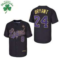 Kekambas 男士科比永恒传奇 1996-2016 时尚圣诞男士棒球服黑色缝合弹性面料休闲运动衫纽扣刺绣训练比赛运动衫