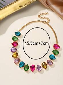 BOCAR 1pc Elegant Rhinestone-Encrusted Chain Necklace, Suitable For Daily Wear - Necklace - View 9