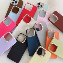 新しい無地カラープレートリング液体シリコンソフトタッチフェイクレザーテクスチャーi Phoneケース、i Phone 16/15/14/13/12シリーズ用 - ピンク - チェックする 2
