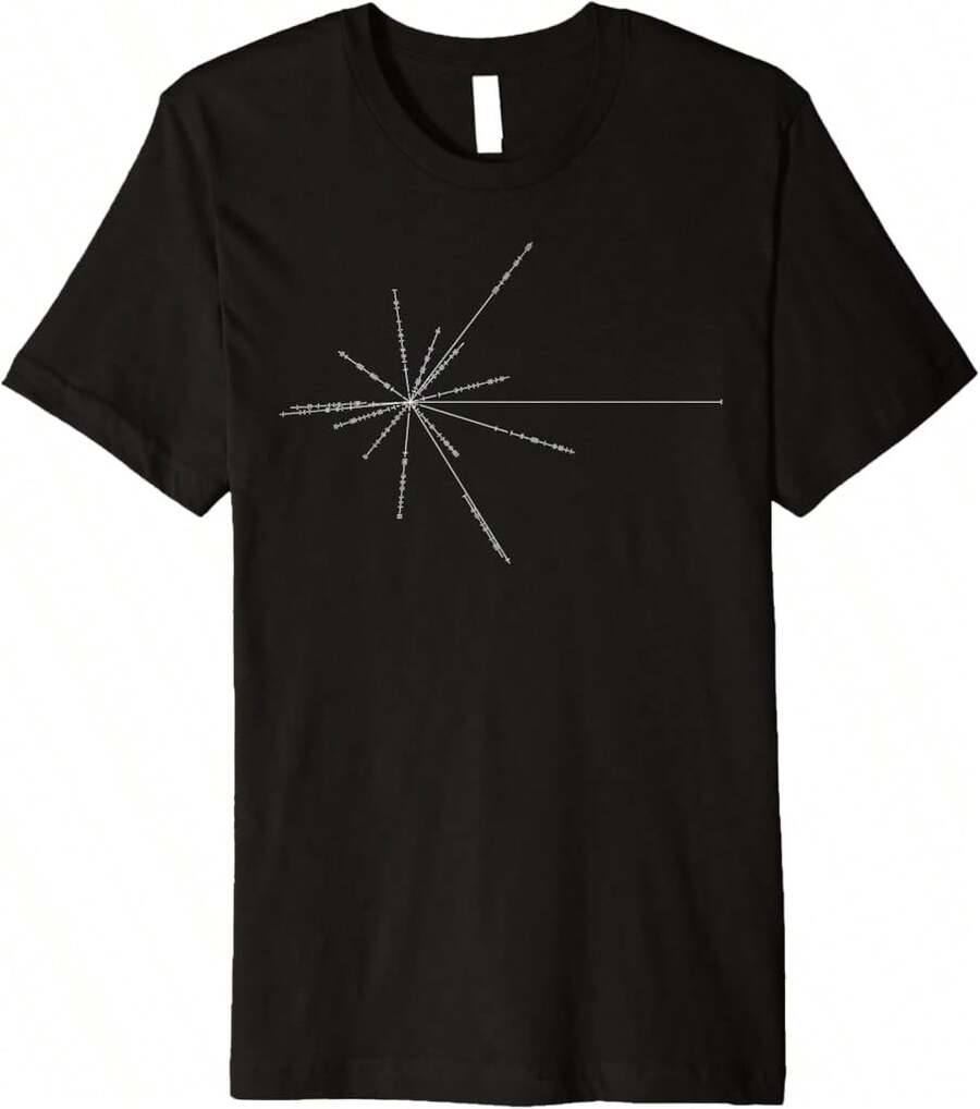 Vintage Space Travel Probe Pulsar Map Pioneer Voyager Earth Premium T-Shirt Gift For Male Friend Wedding Gift For Groom - Black - View 1