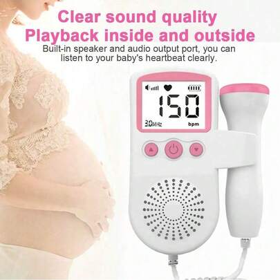 1pc Handheld Fetal Doppler Ultrasound Monitor, Portable Pregnancy Fetal Heart Rate Monitor, Home Fetal Heart Monitor