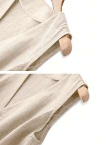 Gilet casuale in lino da donna, giacca corta, adatto per vacanze primaverili ed estive