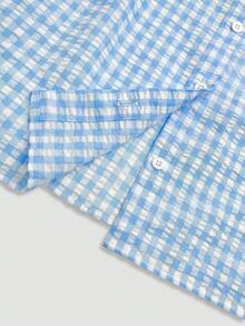 Plaid Sleeveless Crop Top With Ruffle Trim & Contrast Edge, Fresh Casual College Style Sweet, Suitable For Vacation, Daily Wear, Date, Spring/Summer New Arrival