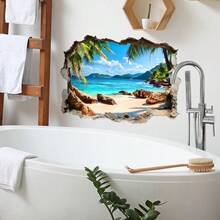 1 件打破墙壁，海边的海滩和椰子树墙贴，用于房间装饰，节日家居装饰，最佳礼物，乙烯基墙贴，可移除贴纸家居装饰墙面装饰个性化墙贴 - 彩色 - 查看 5