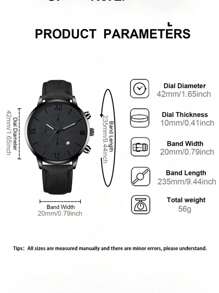 Herren Uhr mit Datumsanzeige, stilvolles rundes Zifferblatt, Quarzuhr mit Kunstlederarmband, geeignet für Party, Urlaub, Geburtstag oder als Geschenk für Bruder, perfektes Geschenk für Vater am Vatertag (ohne Verpackung)