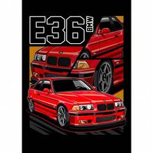 1 PIEZA Póster con marco opcional, estilo moderno con impresión en lienzo de un automóvil azul Miata Supra E36, estilo callejero, arte abstracto, decoración para el hogar, club y regalos - Multicolor - Ver 43