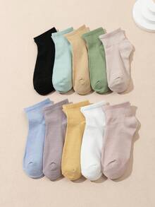10 Pairs Of Spring/Summer Women's Candy Color Soft And Fashionable Versatile Short Socks - Multicolor - View 2