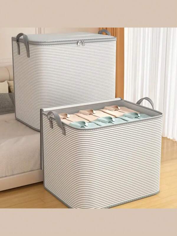 Heavy Duty Extra Large Clothes Storage Bags, Portable Foldable Blanket Storage Bags With Zipper, Wardrobe Storage Boxes, Closet Organizer Storage Boxes With Durable Handles For Clothes, Blankets, Quilts, Quilts, Extra Large Storage Bags Storage Boxes, Under Bed Storage, Non-Woven Moving Quilt Large Capacity Storage Boxes