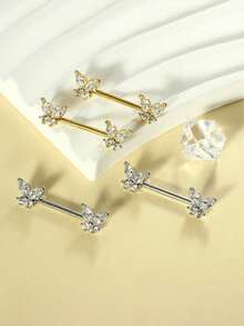 2pcs Butterfly Style Nipple Rings, Sexy Piercing Jewelry, Suitable For Women - Multicolor - View 2