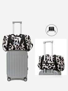 1 pezzo Borsa da viaggio multiuso personalizzata da donna con stampa leopardata, borsa fitness con scomparti asciutto e bagnato, borsa da yoga convertibile con manica per valigia, borsa a tracolla con monogramma ricamato alla moda, borsa tote pieghevole, borsa portaoggetti di grande capacità, adatta per uso quotidiano, regalo per madre, amica, Natale, San Valentino, Festa della Mamma, Festa dell'Insegnante, Festa dell'Infermiere, Compleanno