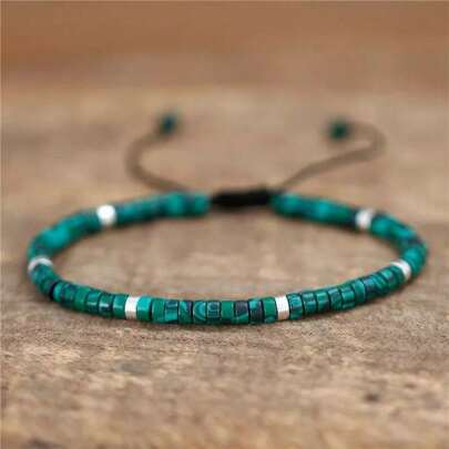 gxtbw 1 pièce Bracelet à perles en aventurine verte, ajustable de haute qualité, bracelet minimaliste, bracelet en pierre naturelle, bracelet délicat, pierre précieuse