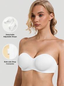 Wingslove Women's 1/2 Cup Seamless Wirefree Bra Backless Strapless Bras Multiway Contour Lift Up Soft & Comfortable For Daily Wear