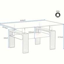 Modern Black Glass Coffee Table, Clear Side Center Table For Living Room, Living Room Furniture - Black - View 5