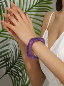 yhvmcl 1pc Asymmetrical Acrylic Translucent Bangle, Fashionable Bracelet For Women - A Bracelet - View 10